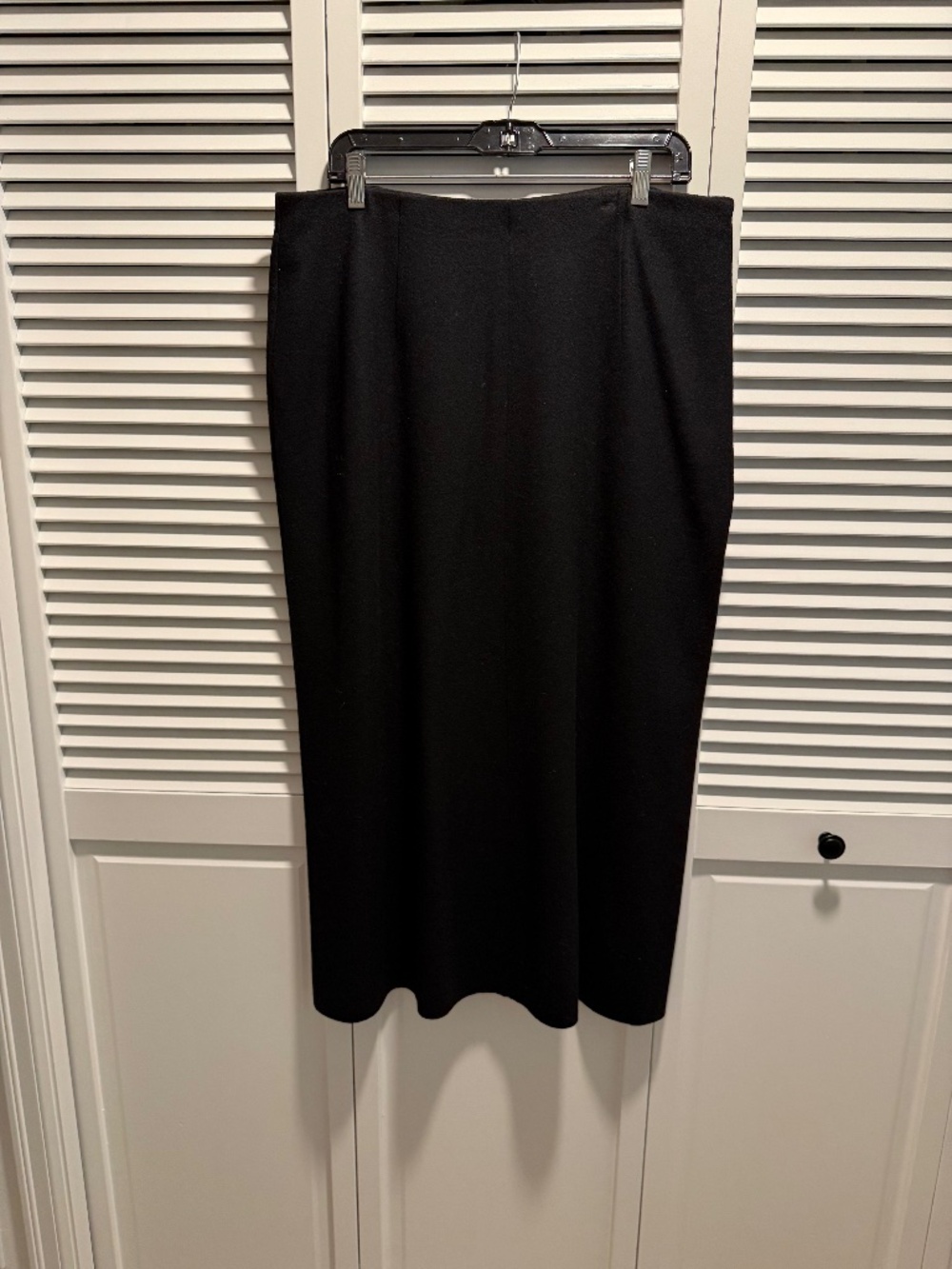 Black Wool Crepe A Line Eileen Fisher Skirt L